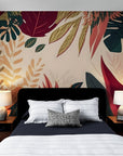 Papier Peint Exotique - Feuillage Jungle Fleurie