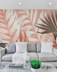 Papier Peint Design - Feuillage Tropical Rose