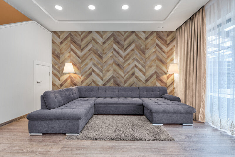 Papier Peint Bois - Chevron Naturel