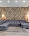 Papier Peint Bois - Chevron Naturel