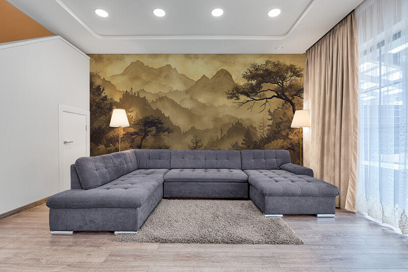 Papier Peint Japonais - Montagnes Traditionnelles