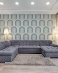 Papier Peint Art & Déco - Motifs Géométriques Bleu Et Blanc