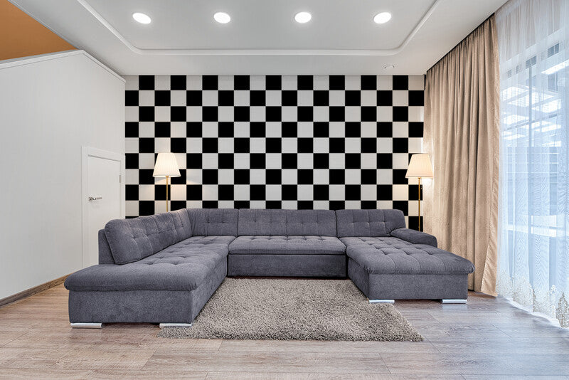 Papier Peint Art & Déco - Damier Noir Et Blanc