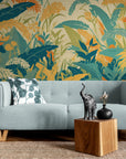 Papier Peint Abstrait - Feuillage Vert Et Orange