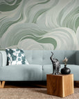 Papier Peint Japonais - Vagues Vertes