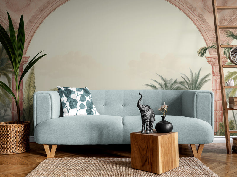 Papier Peint Vintage - Arches Et Plantes Tropicales
