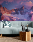 Papier Peint Paysage - Montagne Et Ciel Rose