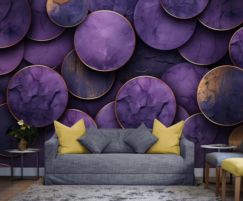 Papier Peint Abstrait - Rond Violet