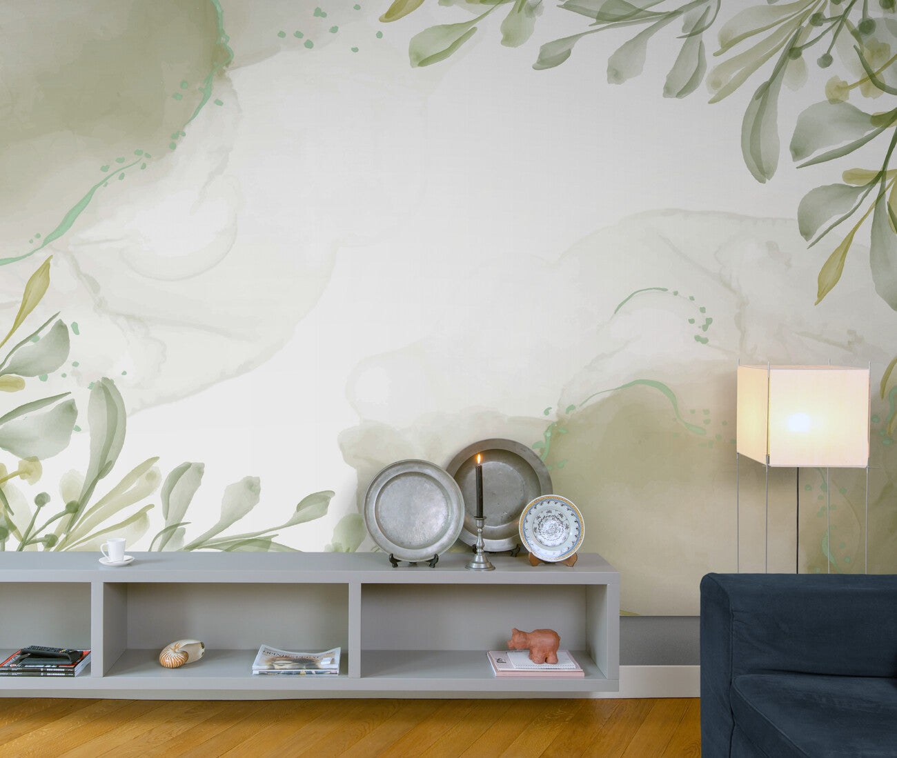 Papier Peint Feuillage - Fines Branches Aquarelle