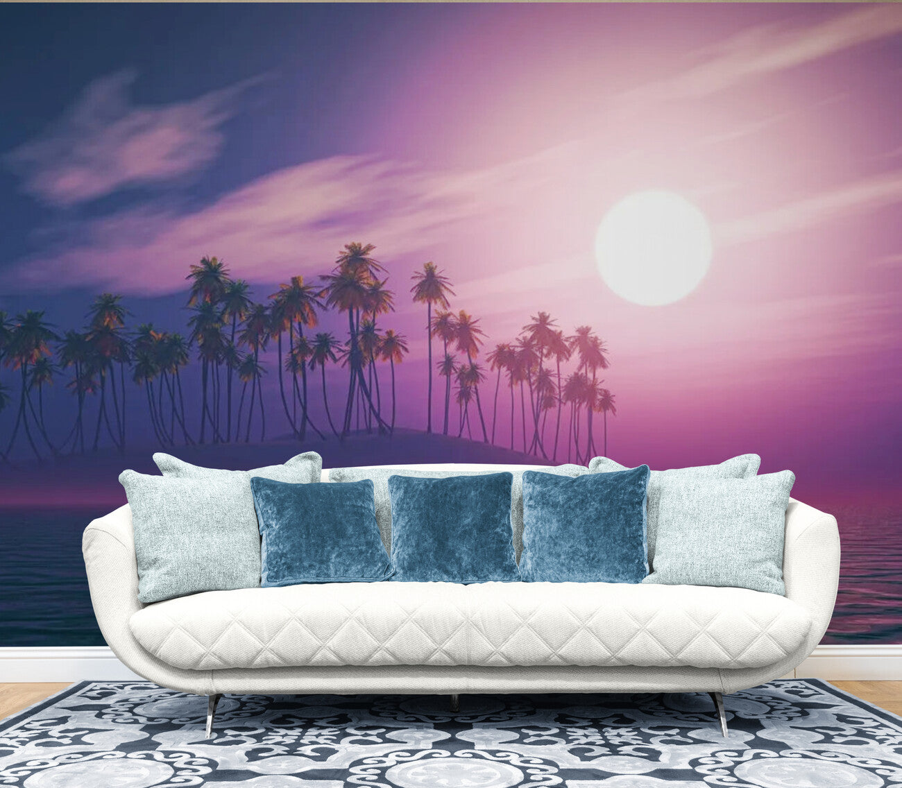 Landscape Wallpaper - Palm Island under Magenta Moon