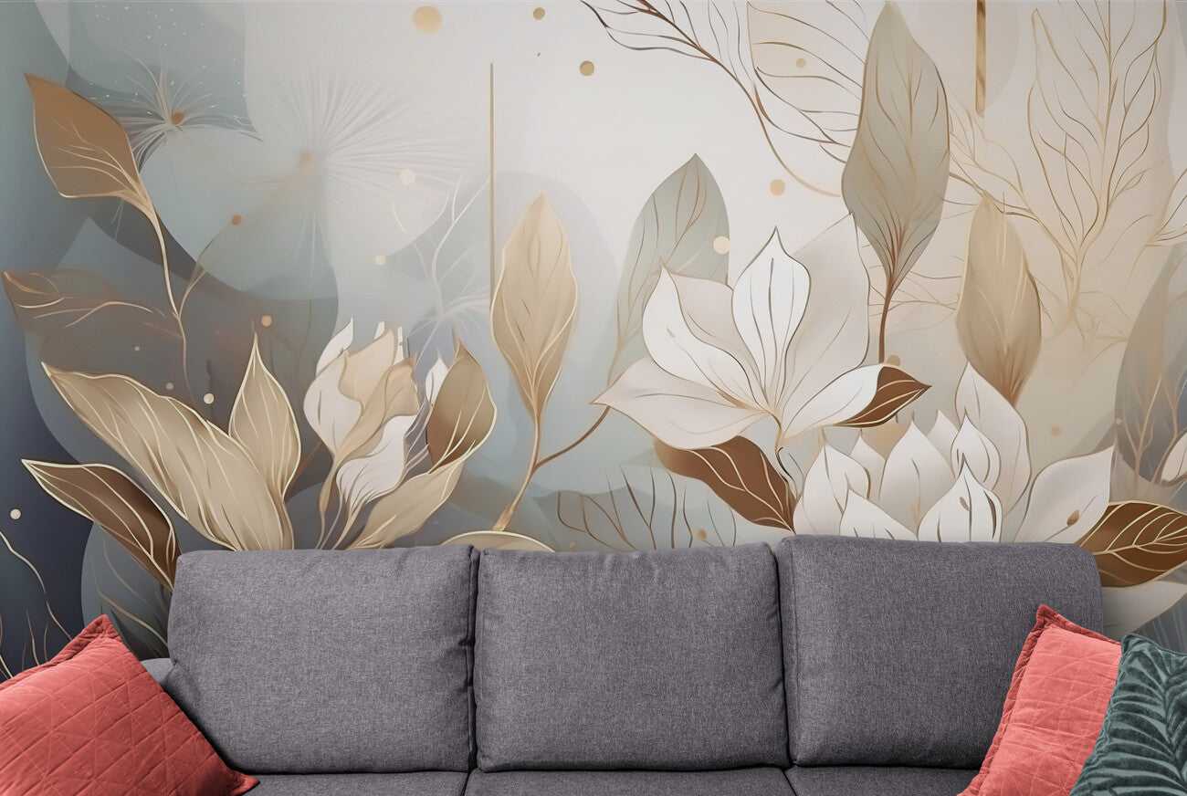 Floral Wallpaper - Golden and Misty Magnolias