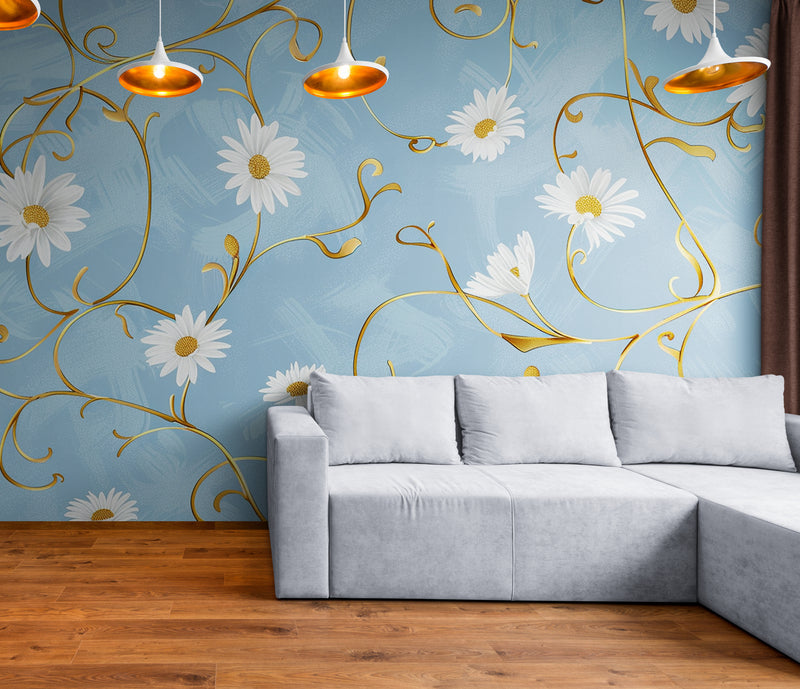 Papier Peint Floral - Marguerite Délicate