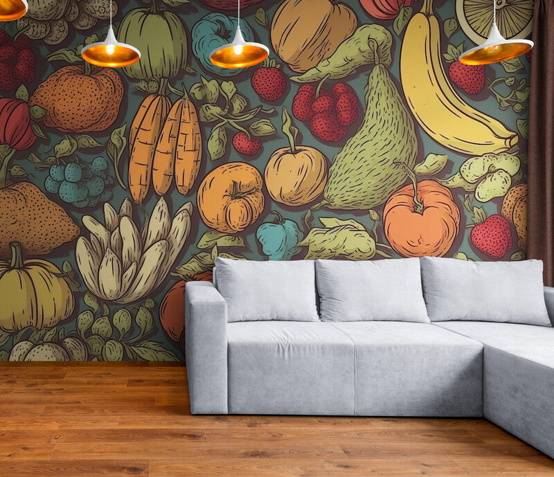 Papier Peint Floral - Fruits Vintage