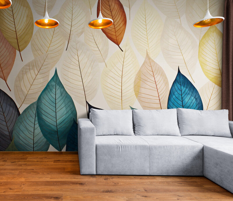 Papier Peint Art & Déco - Feuilles Multicolores