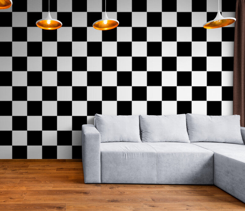 Papier Peint Art & Déco - Damier Noir Et Blanc