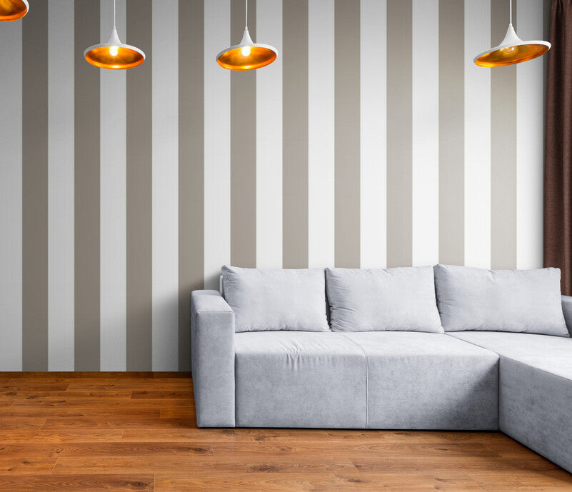 Papier Peint Art & Déco - Rayures Marron Et Blanc
