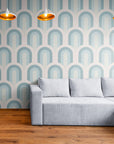 Papier Peint Art & Déco - Motifs Géométriques Bleu Et Blanc