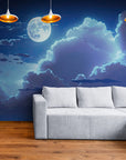 Papier Peint Illustration - Nuages Et Lune