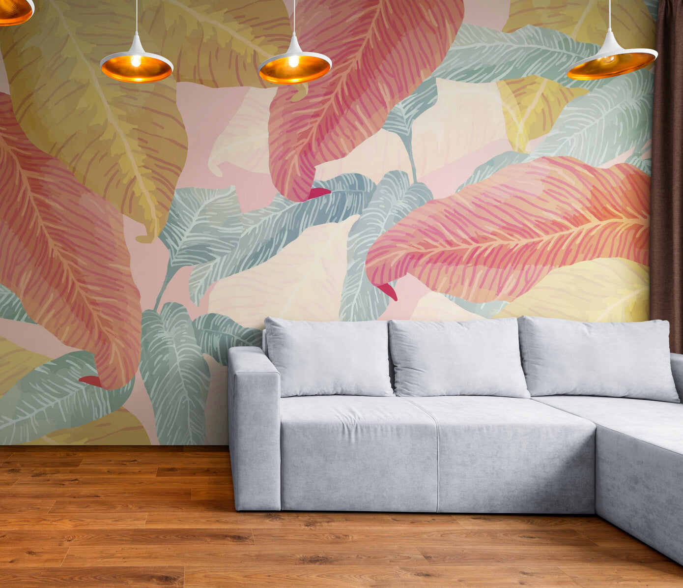 Foliage Wallpaper - Exotic Pastel Leaves