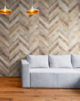 Papier Peint Bois - Chevron Naturel