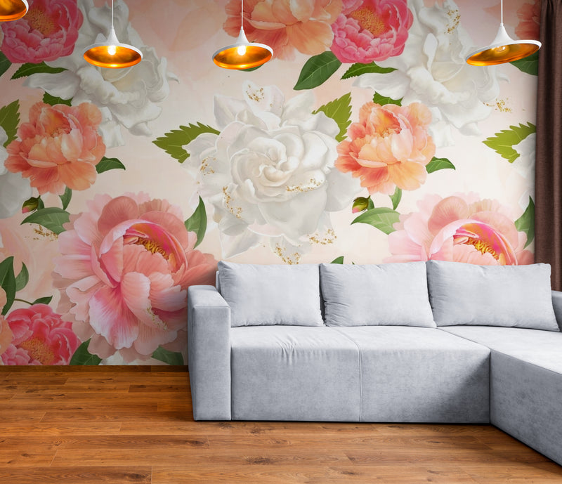 Papier Peint Floral - Roses Géantes