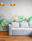 Papier Peint Abstrait - Plantes Tropicales Fleuries