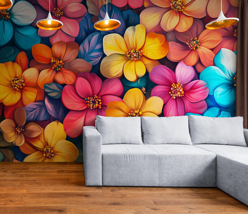 Papier Peint Art & Déco - Fleurs Multicolores