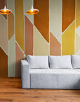 Papier Peint Géométrique - Marron Et Orange
