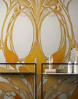 Papier Peint Baroque - Orange Et Doré