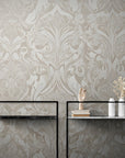 Papier Peint Baroque - Élégance Beige Et Gris