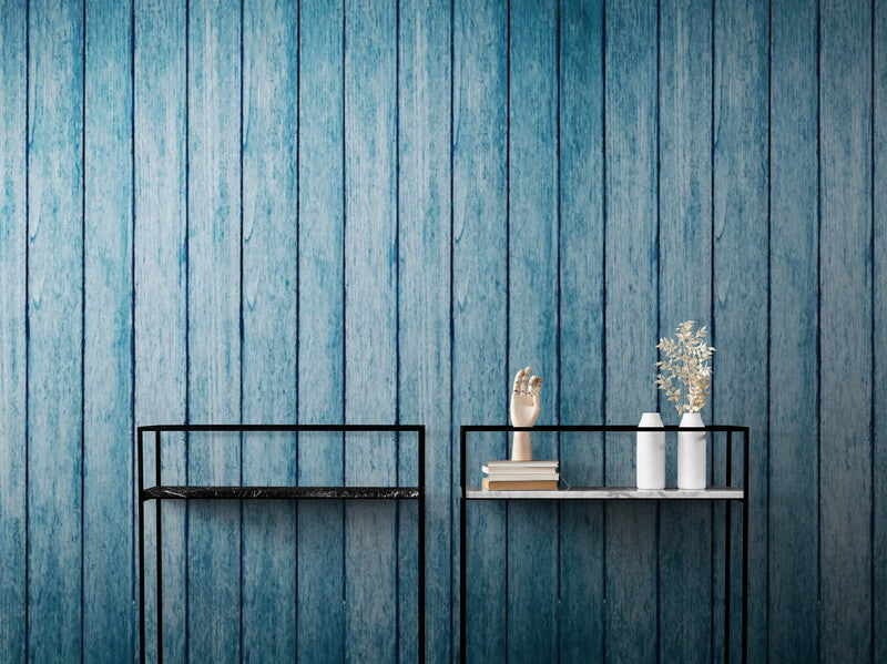Papier Peint Bois - Bleu