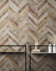 Papier Peint Bois - Chevron Naturel