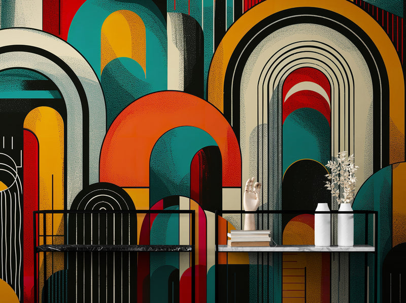 Papier Peint Abstrait - Arches Colorées