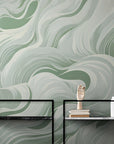 Papier Peint Japonais - Vagues Vertes