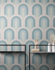 Papier Peint Art & Déco - Motifs Géométriques Bleu Et Blanc