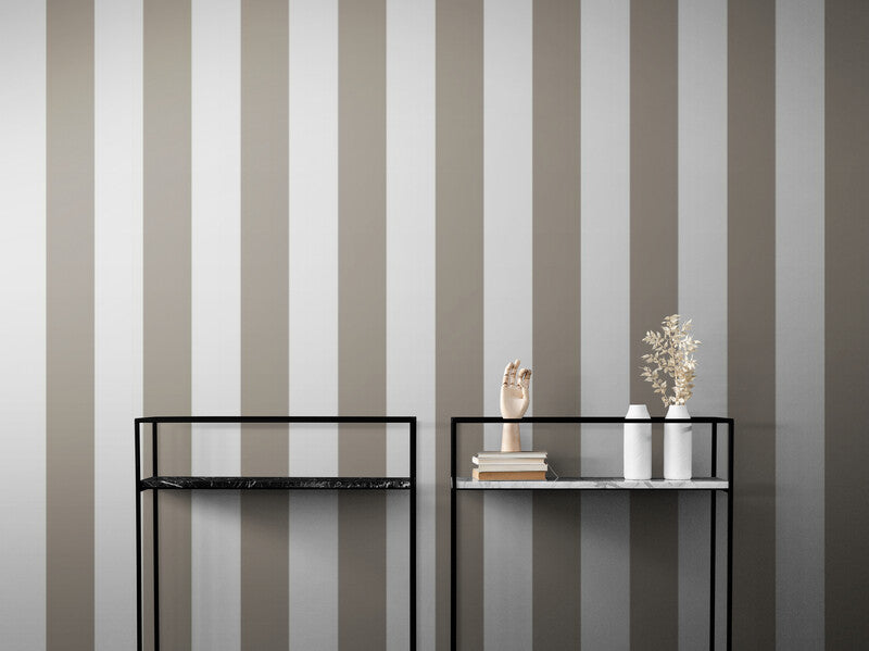 Papier Peint Art & Déco - Rayures Marron Et Blanc