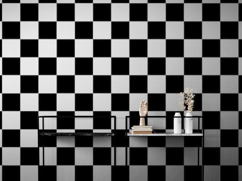 Papier Peint Art & Déco - Damier Noir Et Blanc