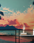 Papier Peint Rétro - Plage Coucher De Soleil