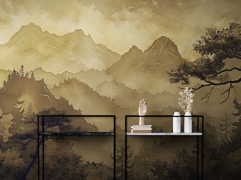 Papier Peint Japonais - Montagnes Traditionnelles