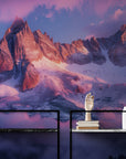 Papier Peint Paysage - Montagne Et Ciel Rose
