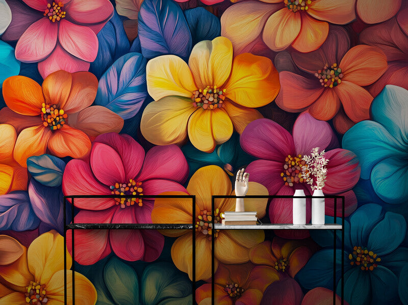 Papier Peint Art & Déco - Fleurs Multicolores