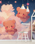 Papier Peint Enfant - Oursons Dans Les Nuages