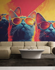 Papier Peint Rétro - Gang De Chats