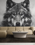 Papier Peint Noir Et Blanc - Loup Sauvage