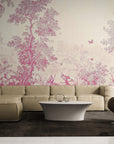 Papier Peint Vintage- Paysage Tropical Rose