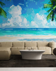 Papier Peint Aquarelle - Plage Paradisiaque