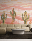 Papier Peint Abstrait - Cactus Et Désert Rose