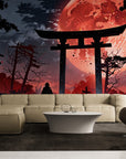 Papier Peint Japonais - Lune Rouge