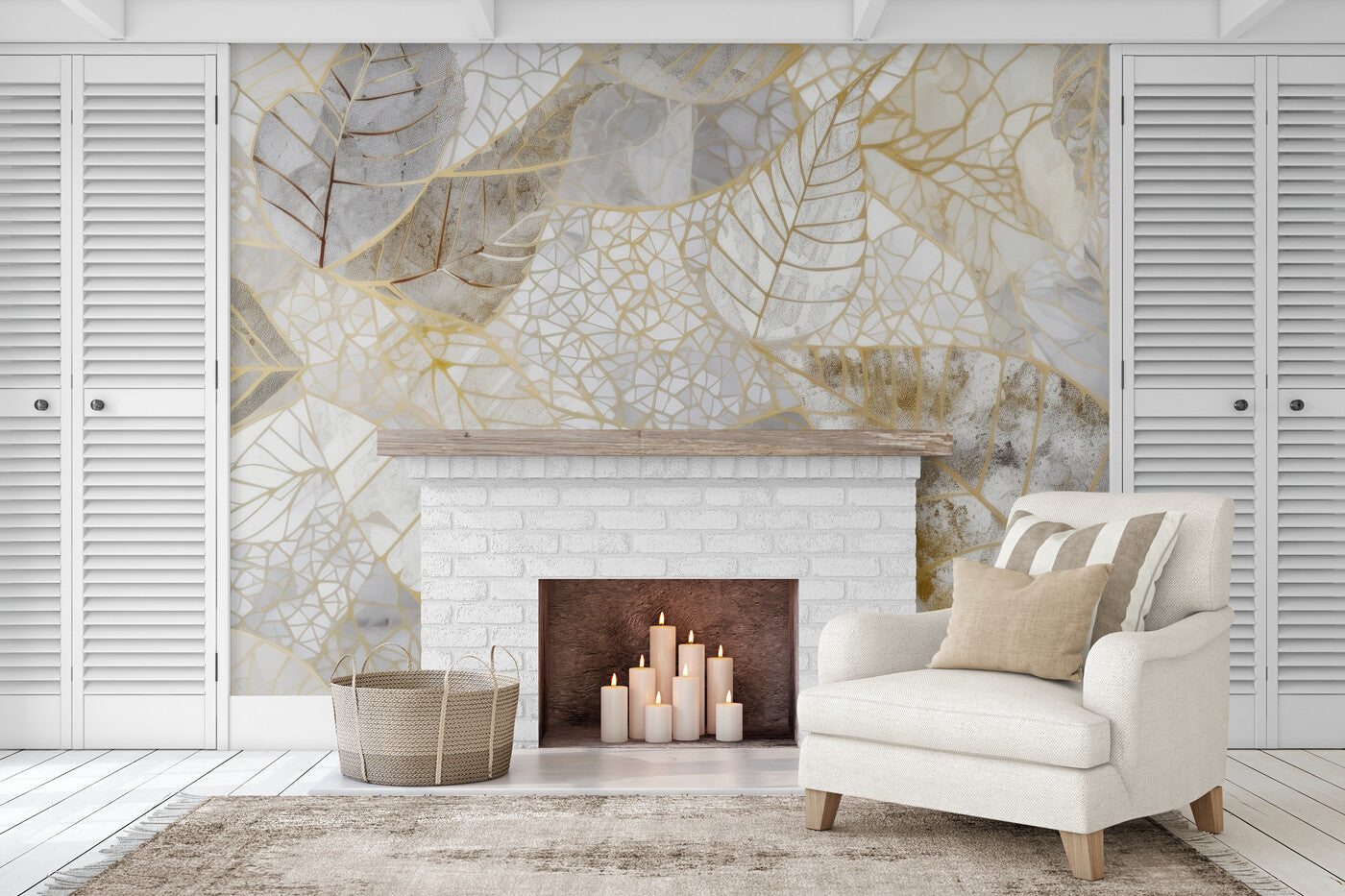 Foliage Wallpaper - Gold and Marble