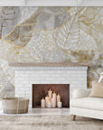 Papier Peint Feuillage - Or et Marbre